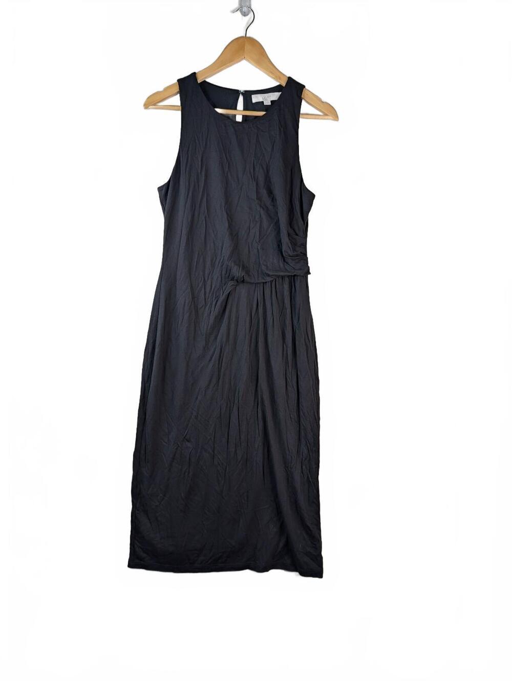 LOFT Black Sleeveless Twist-Front Knit Dress Size M‎